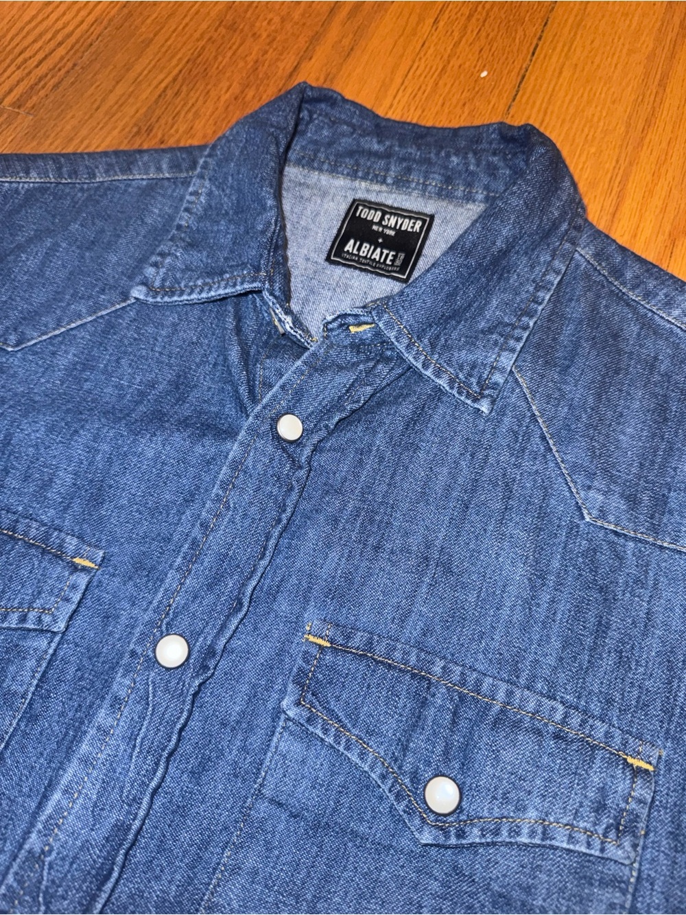 Todd Snyder + Albiate 1830 Blue Denim Western Shirt Size XS